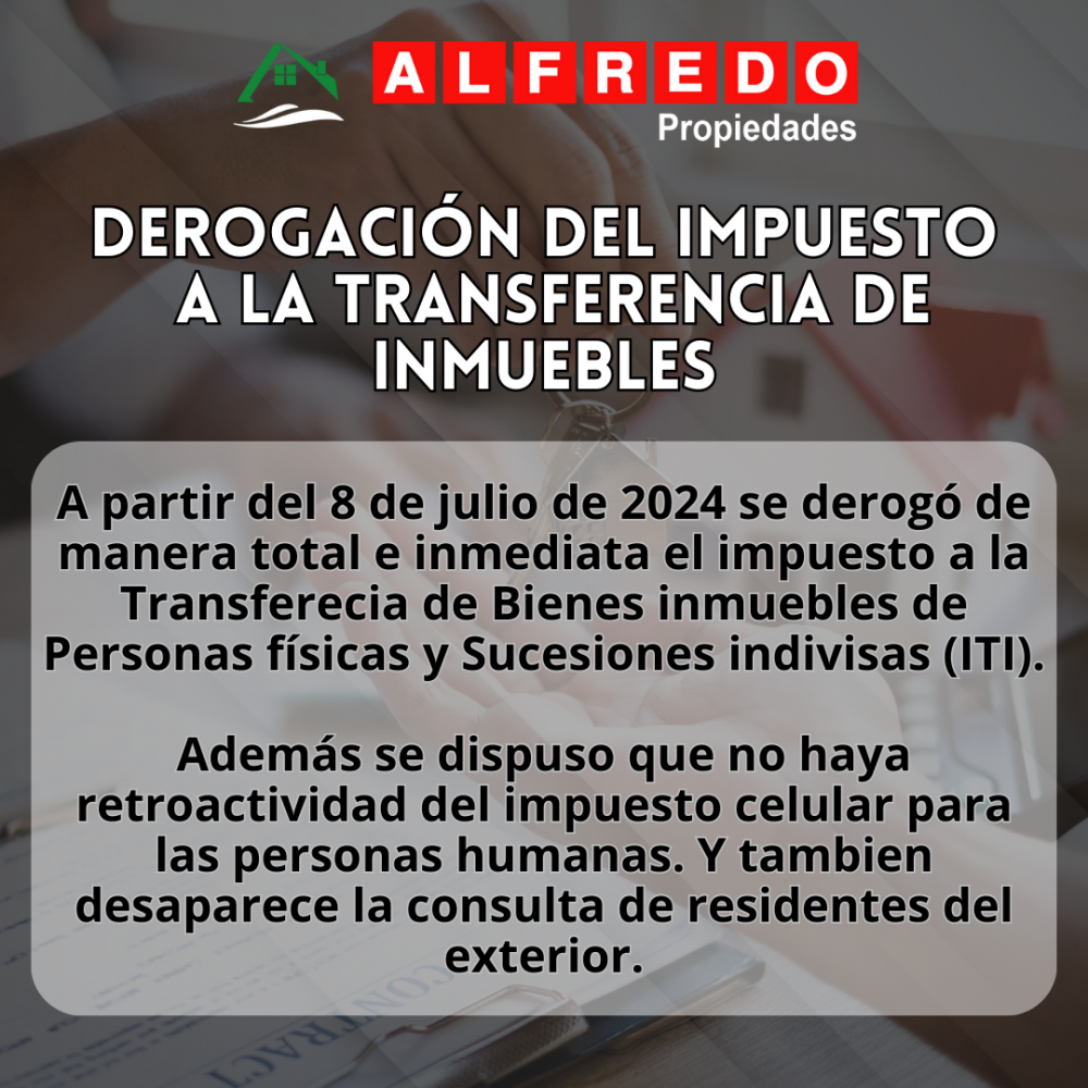 Derogación del Impuesto a la Transferencia de Inmuebles